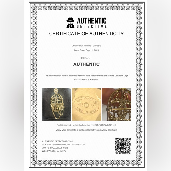 CHANEL Birdcage Brooch Gold with Crystal and Pearl Accent - Picture 7 of 7